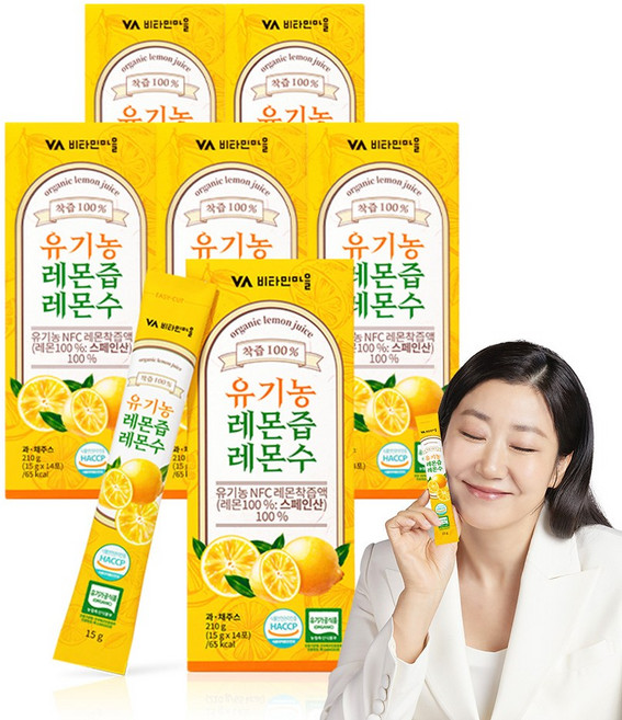 비타민마을 유기농 레몬즙 레몬수 스틱 착즙원액, 6개, 210g