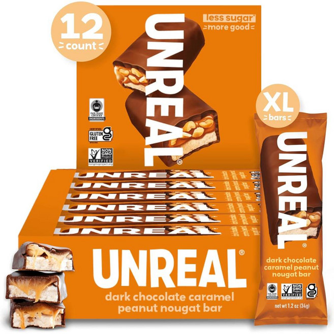 UNREAL 언리얼 다크 초콜릿 피넛 카라멜 누가 바 12팩