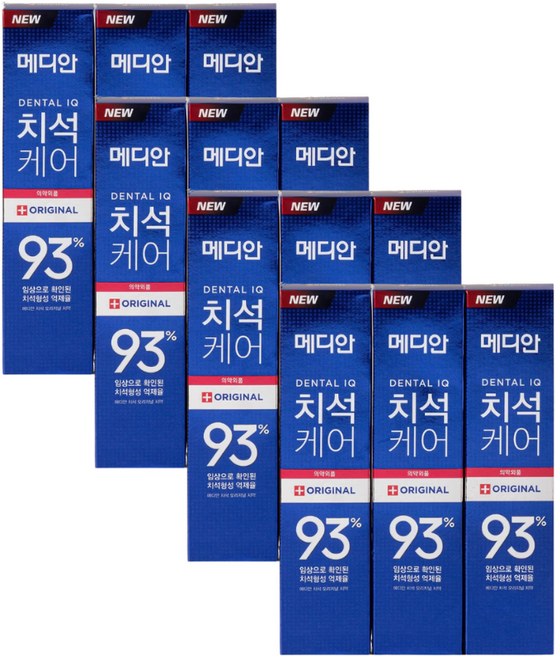 메디안 오리지널 치석 치약 3입 x4세트, 12개, 120g