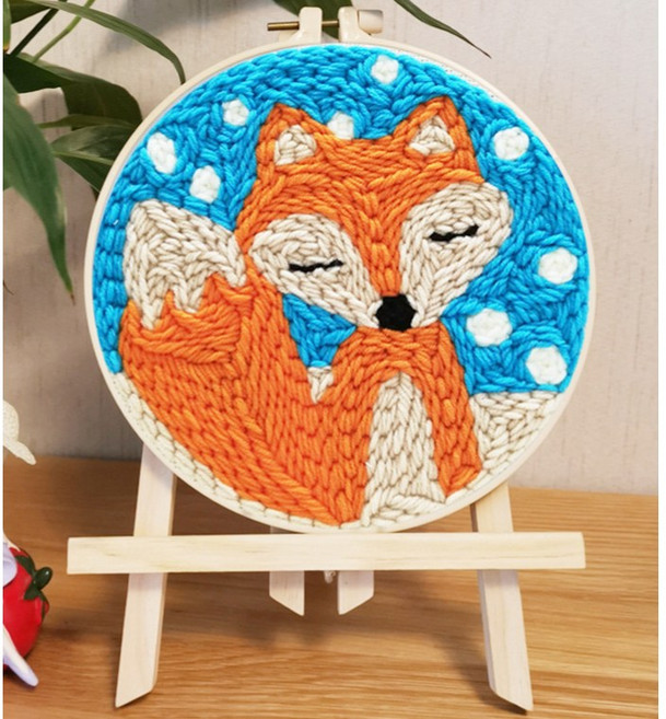 俄羅斯戳戳繡DIY材料包 手作刺繡材料 輕鬆體驗戳戳樂, 1個, 69 小狐狸(附戳針)