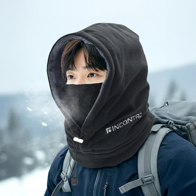 인콘트로 이중 후드 넥 워머, 블랙, 1개