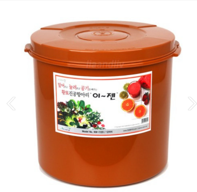 [굿누리]이젠 황토진공항아리 원형 12L / 김치 매실 오이지 진공밀폐용기, 1개