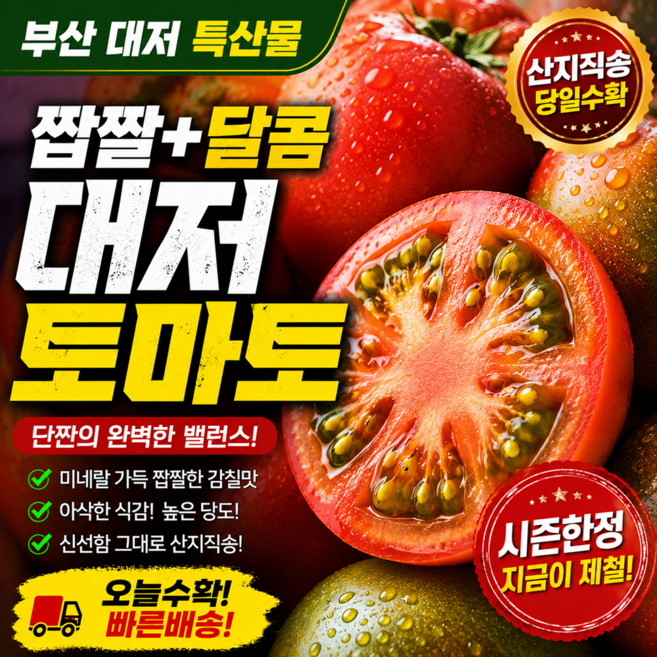 [주문폭주] 짭짤달콤 100박스한정 초초특가 대저토마토, 1박스, 5kg