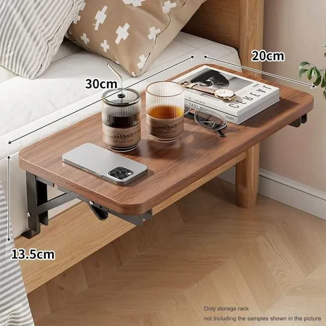 침대 옆 선반 이층 침대 선반/상단 침대용 캐디 클립형 나이트스탠드 트레이 테이블 수납 공간 절약용 컵, 02 브라운