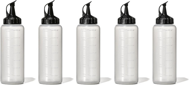 OXO 그립감 좋고 짜서 쓰는 쉐프를 위한 소스병 5개 미디엄 크기 미국직구, 반투명