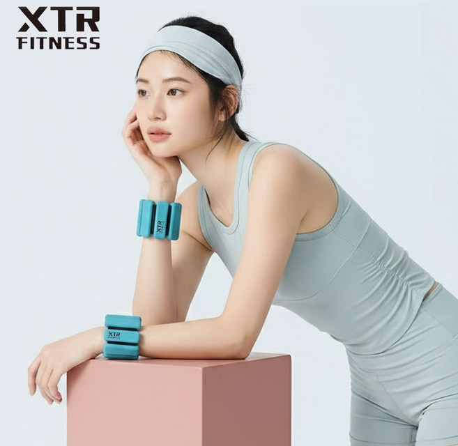 XTR 러닝 발목 손목 중량 밴드 0.5kg 2개 홈트 다이어트 착용형 아령, 500g, 딥그린