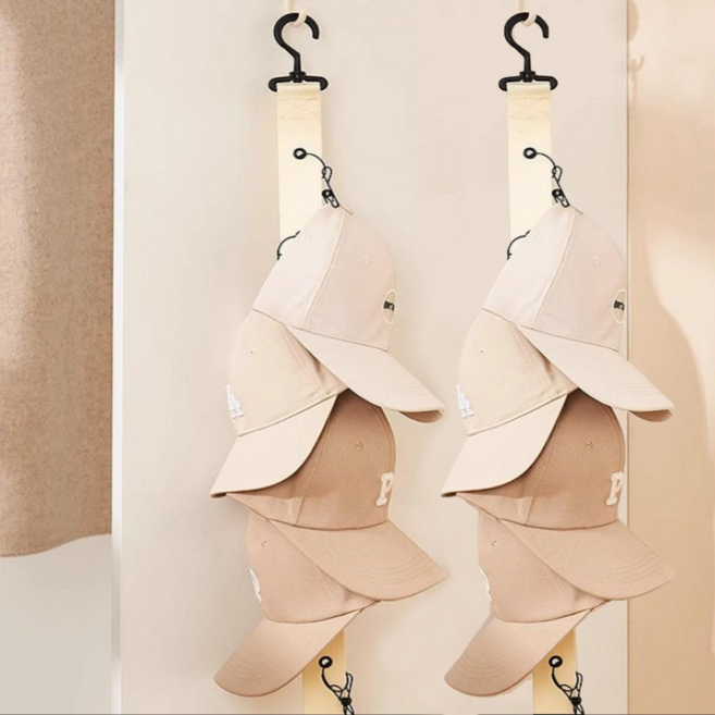 롤링페이퍼 공간활용 360도 회전 다용도 스트링 모자걸이, 2개, 아이보리(70cm)