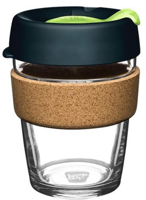 KeepCup 브루 코르크 - 재사용 가능한 커피 컵 강화 유리 및 천연 코르크 L 16온스/454ml - 데이브레이크, 2-12온스, 딥