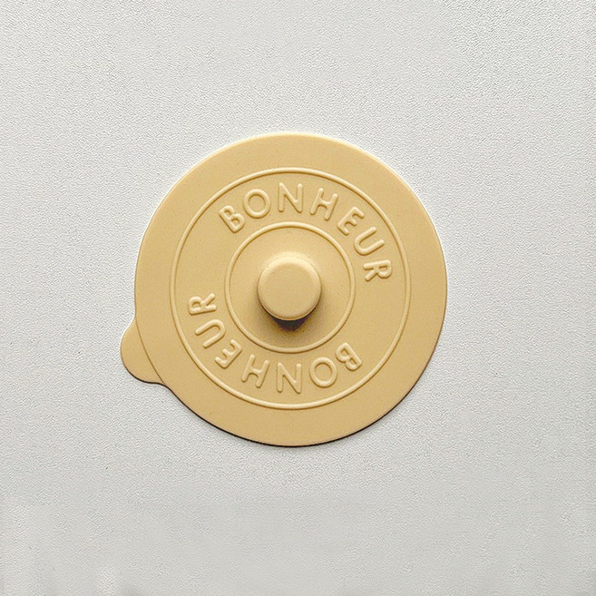 BONHEUR 矽膠杯蓋 防塵防燙 馬克杯蓋 適用多種杯型 耐熱易清洗 約9.4公分, 字母【矽膠杯蓋】黃色－１個（獨立包裝）, 1個
