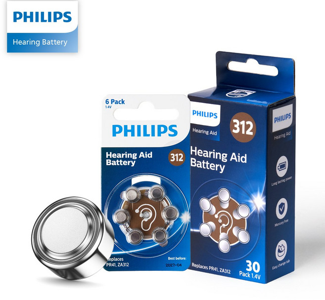 필립스 보청기 배터리 312번 30알, 1개, 30개입