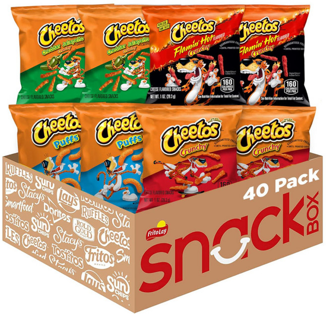 Cheetos Variety Pack 미국 치토스 스낵 소포장 4가지맛 버라이어티팩 1oz(28g) 총40봉, 28.3g, 40개, VarietyPack-1ozx40ct