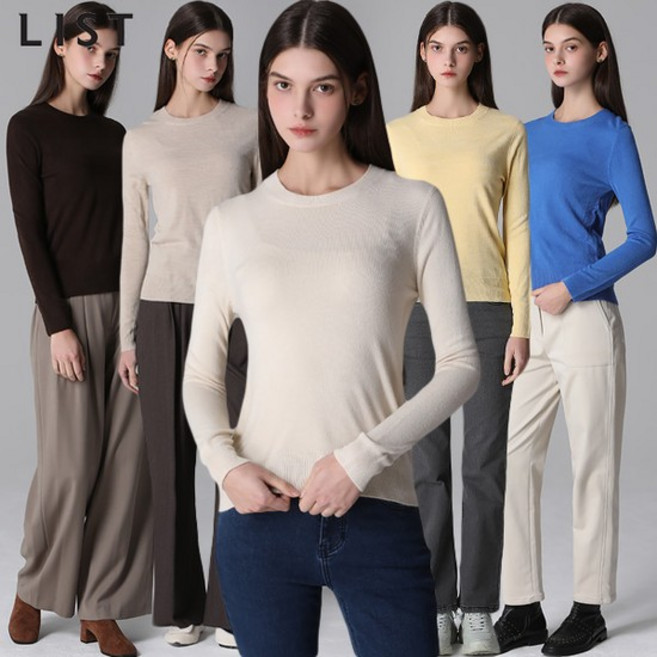 [최초가 118000] 사이드 블록 라운드넥 니트