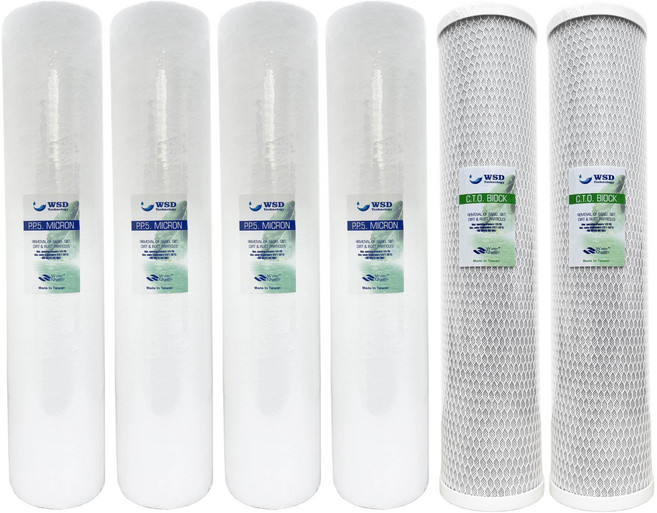 WSD濰思德淨水一年份20吋大胖兩道式濾心組 雙重過濾 長效淨水 適用多款淨水器, 1箱, 第二道 椰殼活性碳CTO