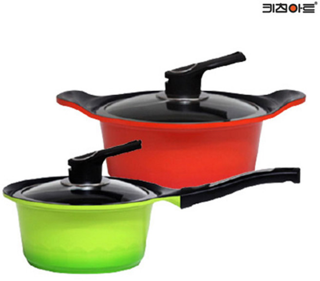 키친아트 S100G 세라믹코팅 주물 냄비세트 2종A(편수18+양수20), 상세 설명 참조, 단품, 1개