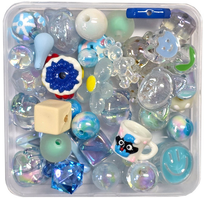 체리아트 프리미엄 스쿱 디자인 비즈공예 DIY 재료 파츠 세트, 1개, 스카이블루