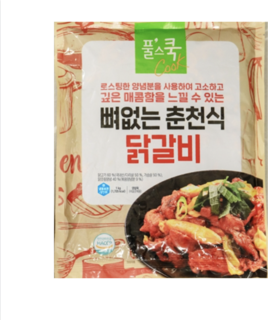 풀무원 풀스쿡 우리가족 밥반찬 캠핑 뼈 없는 춘천식 닭갈비 1kg, 1개