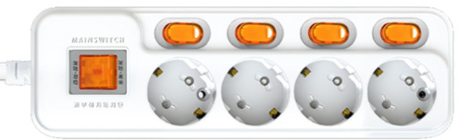 현대일렉트릭 안전한 국내산 멀티탭 절전 개별 메인 스위치 일반형, 1개, 1.5m, 메인스위치 개별 4구 멀티탭 (16A)