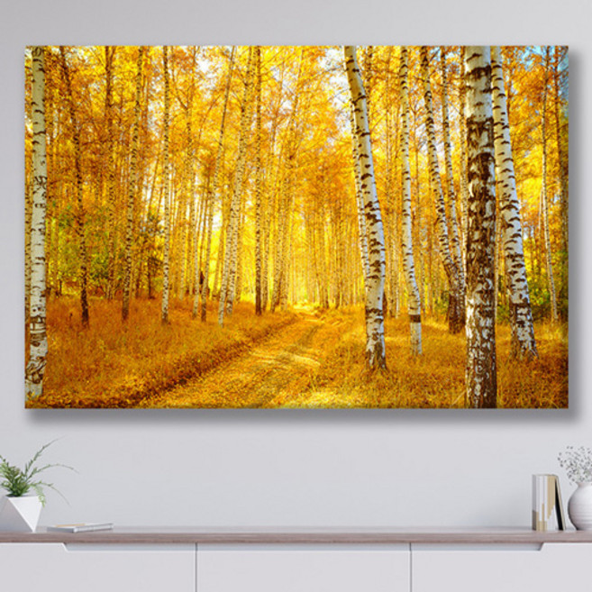 네모아트 돈들어오는그림 자작나무그림 거실액자 사진 인테리어 캔버스액자, 01.황금 자작나무