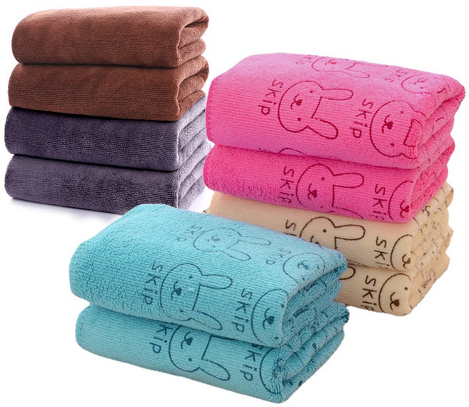 프리미엄 극세사 타올 105g 세면타월, 5개, 핑크토끼