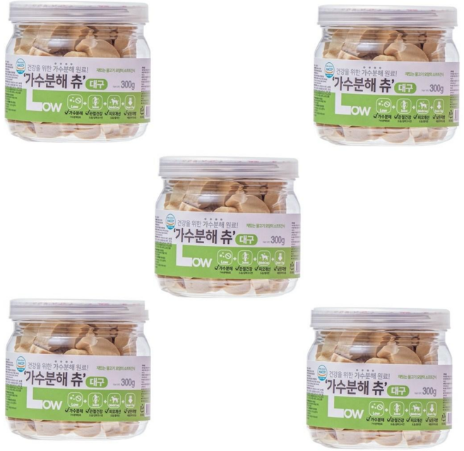 잘먹는 말랑말랑 가수분해 저알러지츄 3종 1500g, 대구, 300g, 5개