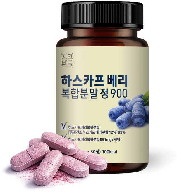 자연바름 유기농 하스카프 베리 분말 원료 정 안토시아닌 C3G, 1개, 30정