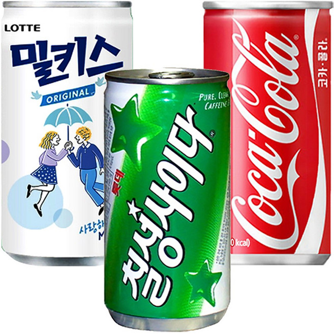 코카콜라밀키스사이다190ml x 각10개(총30개) 업소용/콜라/사이다/밀키스/탄산음료/미니음료/소캔음료, 90개