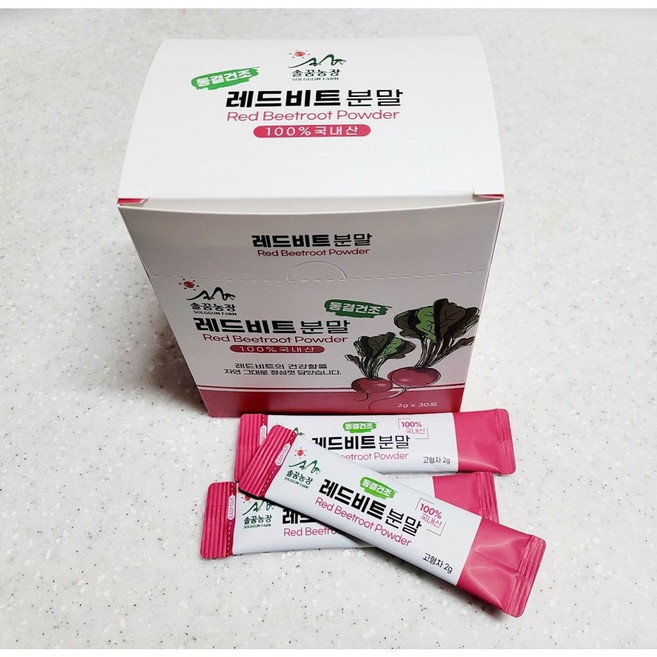 레드비트가루 레드비트분말스틱 비트가루스틱 30포 1박스 솔꿈농장, 1세트, 60g