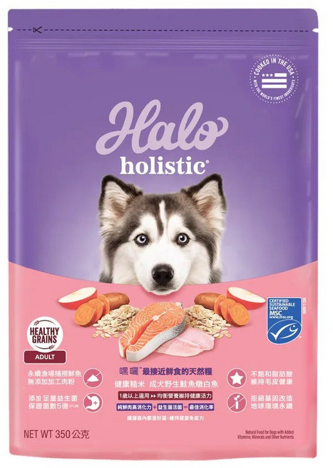 Halo 嘿囉 健康糙米成犬 Omega-3 高蛋白 無添加, 3.5lb, 1個, 鮭魚+白魚
