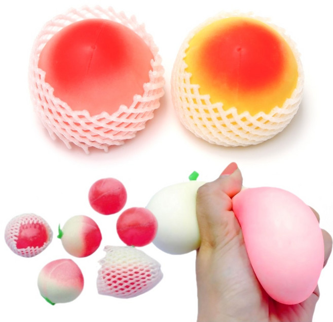 도도앤뉴 1+1 복숭아 말랑이 심쿵란 스퀴시 스트레스 해소 볼 장난감, 1+1(컬러랜덤)