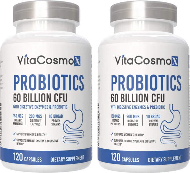 VitaCosxmoX 비타코스모엑스 프로바이오틱 프리바이오틱 이뉼린 유산균 600억 CFU 120 야채캡슐, 2개, 120정 - 쿠팡