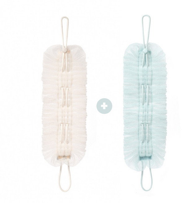 Pogeuni 거품 풍성 늘어나는 조절 변신 가능한 샤워 타올 볼 2in1 샤워볼, 1개, 2개입, 베이지+블루