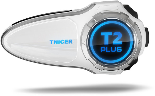 TNICER T2Plus 듀얼 소음방지 듀얼칩 오토바이 헬멧 블루투스 10인 1000m, 흰색