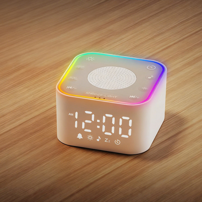 Ageye LED 알람시계 인테리어 탁상시계 USB 디지털 미니 무소음시계, 화이트