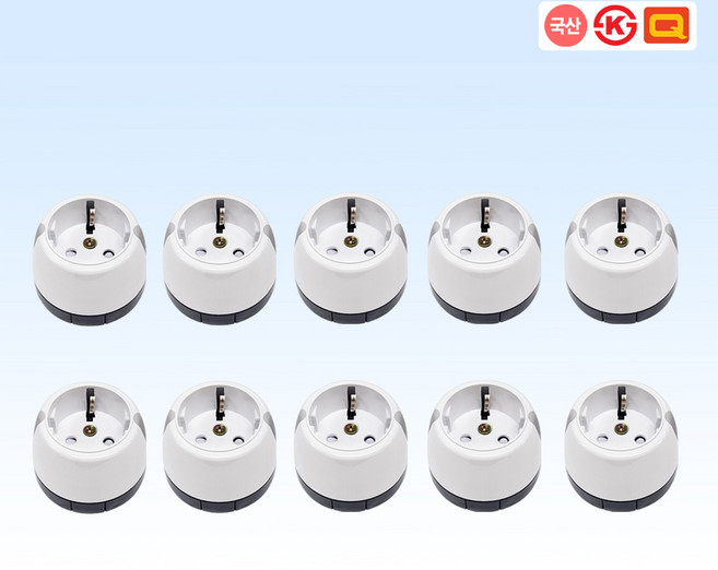 현대 접지 노출 1구 콘센트 나사타입 화이트, 10개