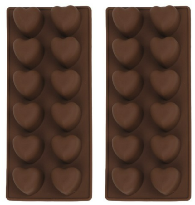 초콜릿 젤리 얼음 푸딩 만들기 하트 실리콘 베이킹 몰드 12구 230 x 95 x 25 mm, 2개