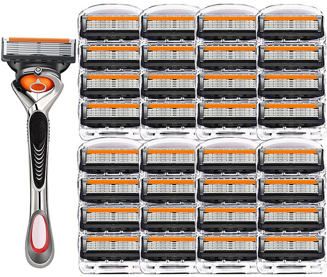 Schtus 퓨전 파워 5중 면도날 32개입 +면도기 1개 질레트 호환용 면도세트, 1세트