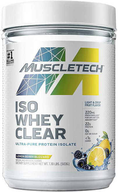 MUSCLETECH ISO Whey Clear乳清蛋白粉 檸檬莓果口味, 1罐, 503g