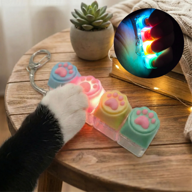 3세대 키캡키링 투명 LED 청축 딸깍이 피젯 스위치, 1개, 키캡 키링 고양이 LED 4구