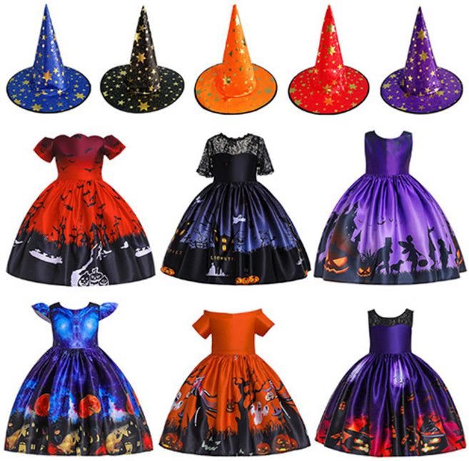 할로윈 여아 마녀드레스 의상 모자포함