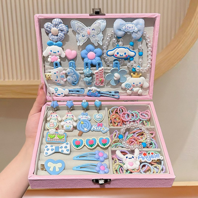 산리오 머리핀 선물세트 헤어 악세사리 헤어핀 헤어끈 수납함세트