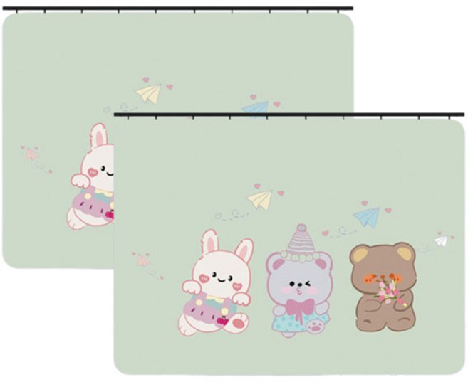 PICKIT 픽잇 레일형 뒷좌석 차량용 자외선 차단 암막 햇빛가리개, 2개, 베어래빗