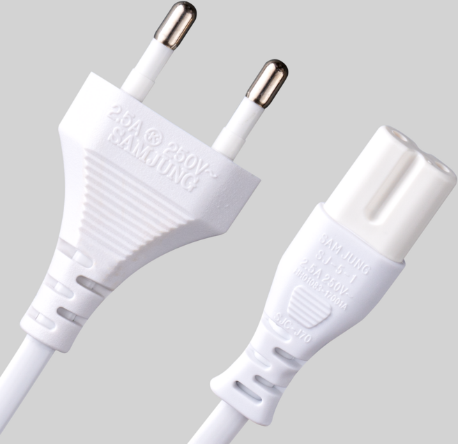 삼정 국산 AC 8자 백색 코드 화이트 전원케이블, 2m, 1개