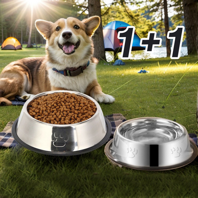 트바웃 애완동물 스텐 애견 밥그릇 TBUPET2010 1+1 세트구성, 1개, L+L