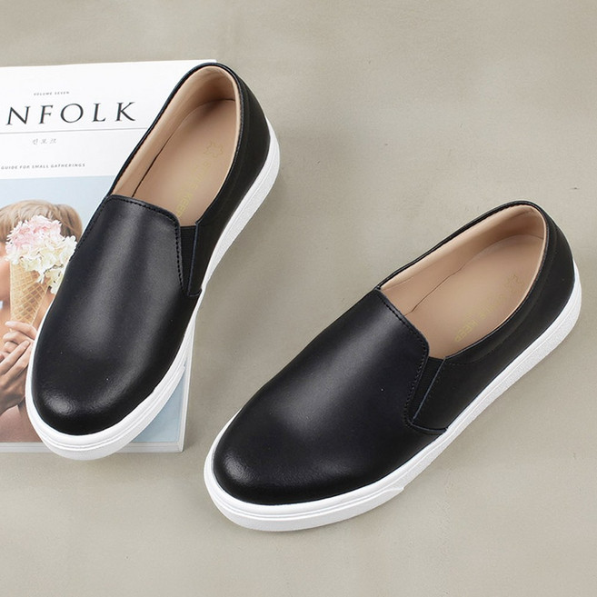 스타슈 여성 천연가죽 국내제작 심플 베이직 슬립온 스니커즈 운동화 발편한 단화