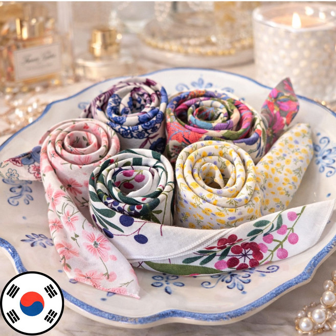 [순면 100% 국내산]엘로소피 스카프 쁘띠 목손수건 5종세트 등산 러닝 두건 사계절 다용도