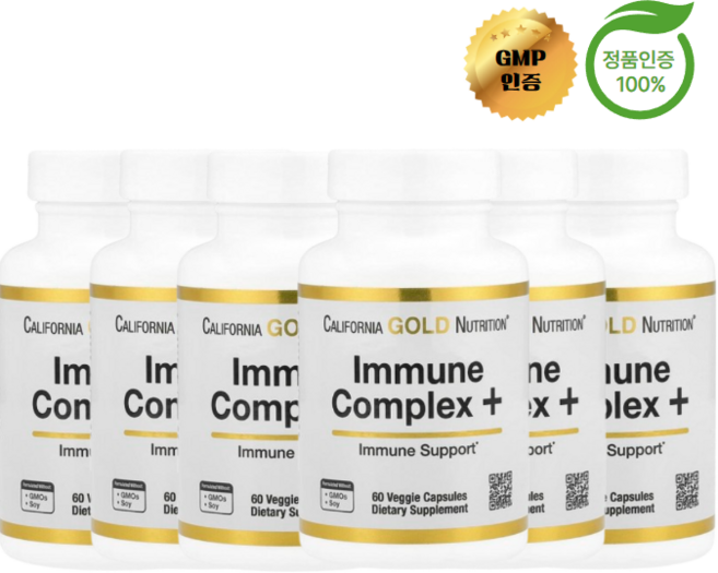 캘리포니아 골드 뉴트리션 CGN 6개X 면역 복합체 + 비타민A C D 아연 셀레늄 함유 60정, 6개