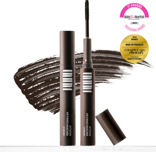 인투니 NEW 슬림 브러시 에어픽싱 마스카라, 브라운, 1개