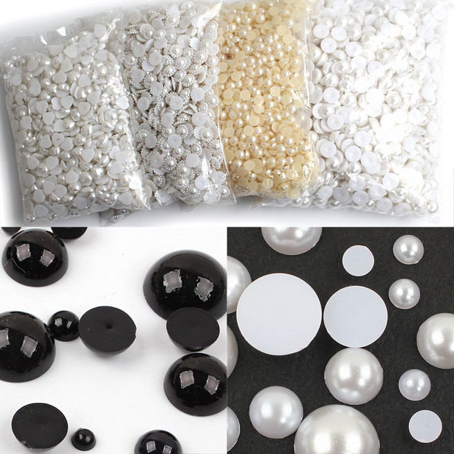 반쪽진주 반진주 진주알 만들기소품 DIY, 1개, 반쪽진주대용량7mm크림_(1봉)