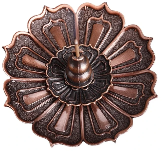 1PC 향 버너 연꽃 모양 금속 홀더 플레이트 스틱 콘 아로마 테라피 공예, Copper red