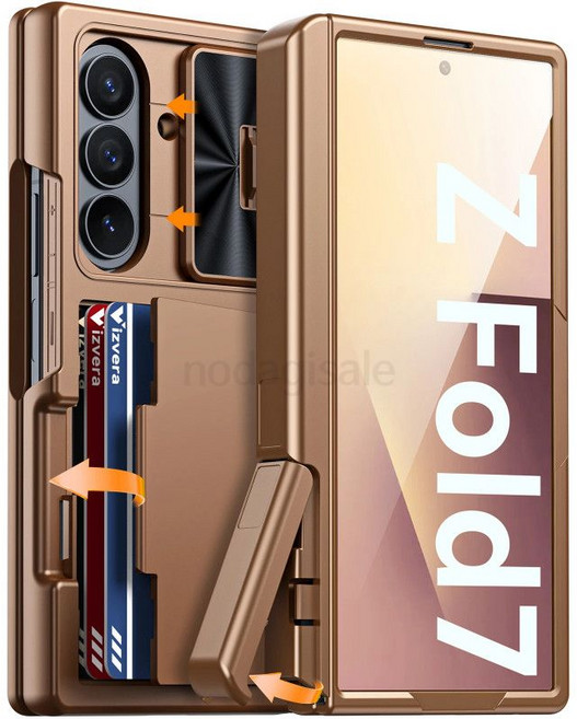 삼성 갤럭시 Z 폴드 7 케이스 지갑 RFID 카드 홀더 숨겨진 브래킷 카메라 커버 충격 방지 실리콘 휴대폰 케이스-블랙